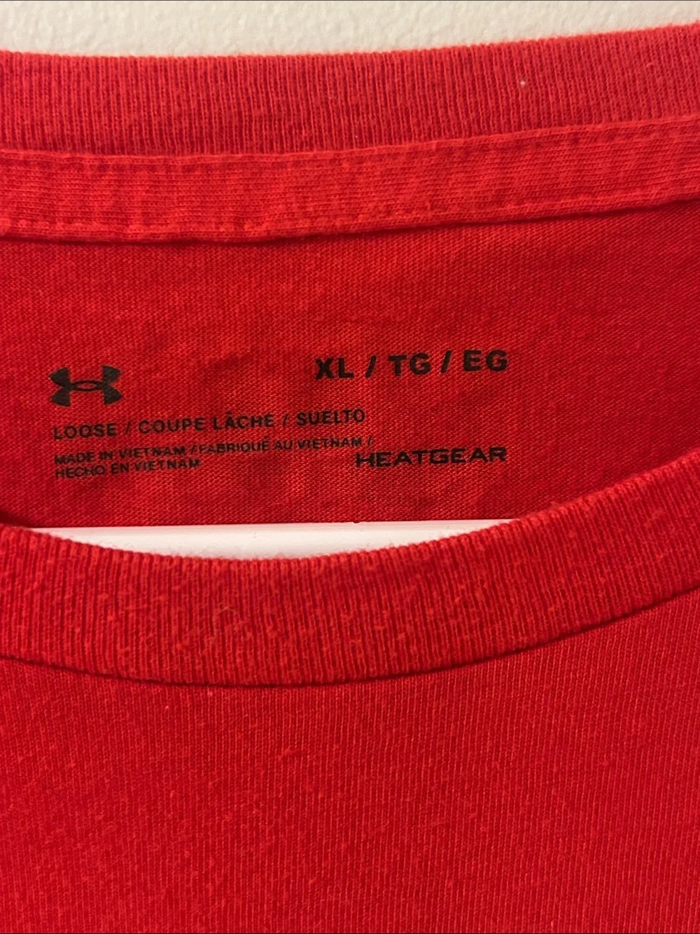 Under Armour Red Short Sleeve Tee with Silver Logo Emblem